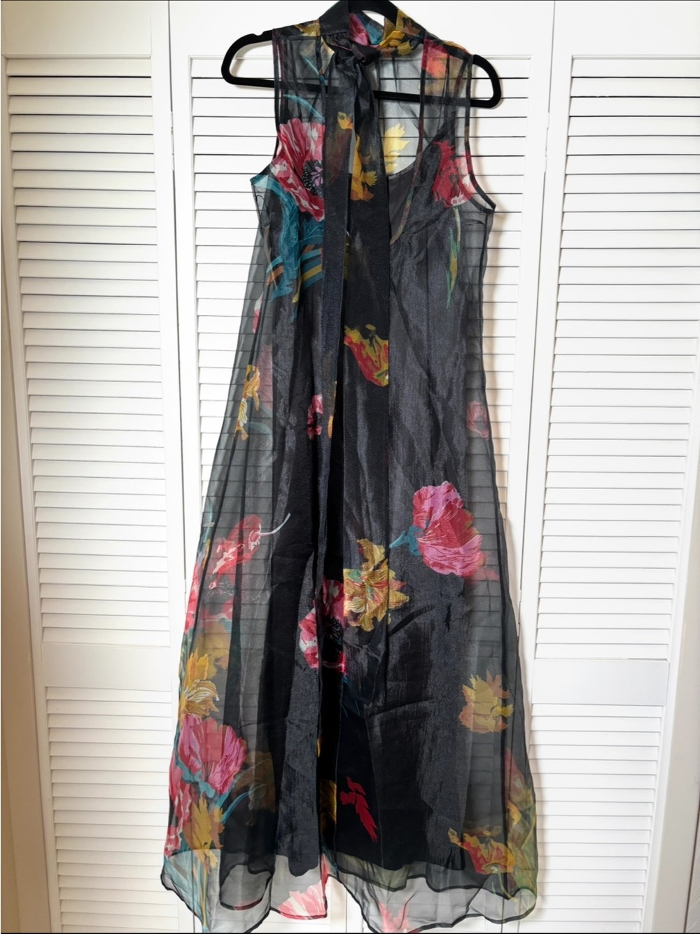 NWT CAARA Melody Tulip Garden Floral Organza Ted Baker Factory Maxi Dress Large - Picture 5 of 8
